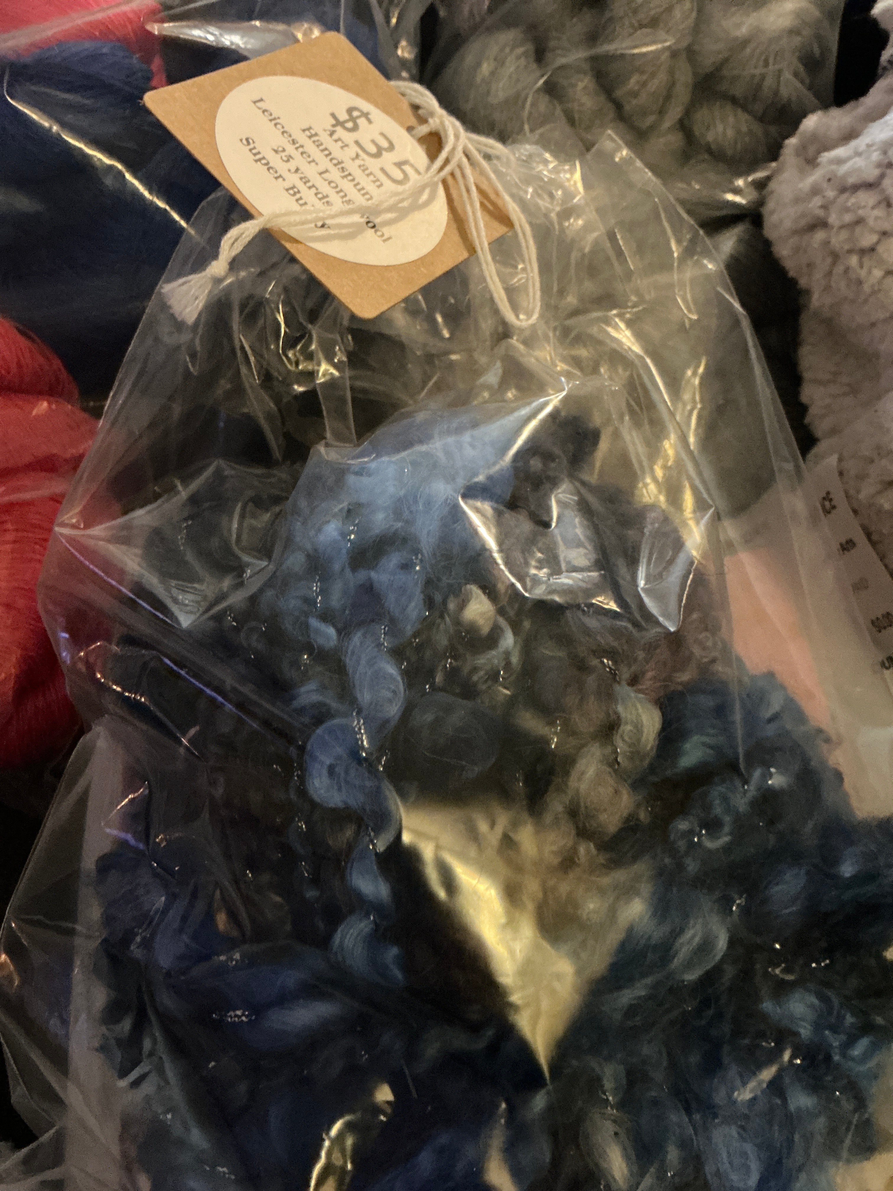 Art Yarn Blue Handspun