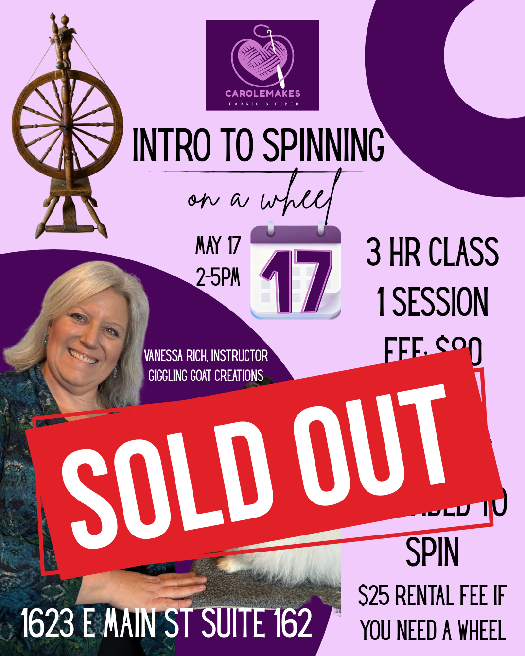 Rent a Spinning Wheel for May Spinning Class