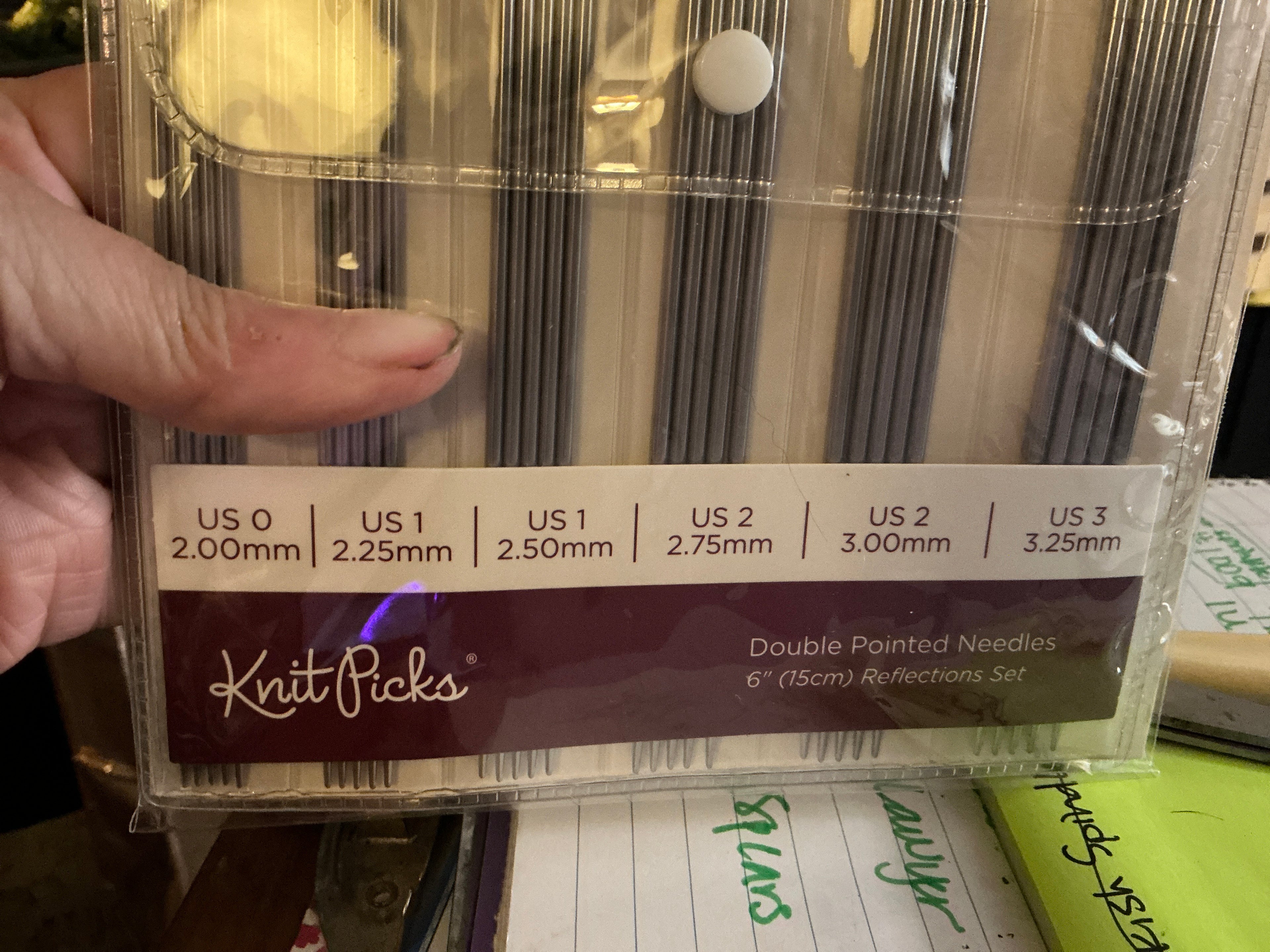 6” DPNs Reflections Aluminum Set - KnitPicks sz 0-4