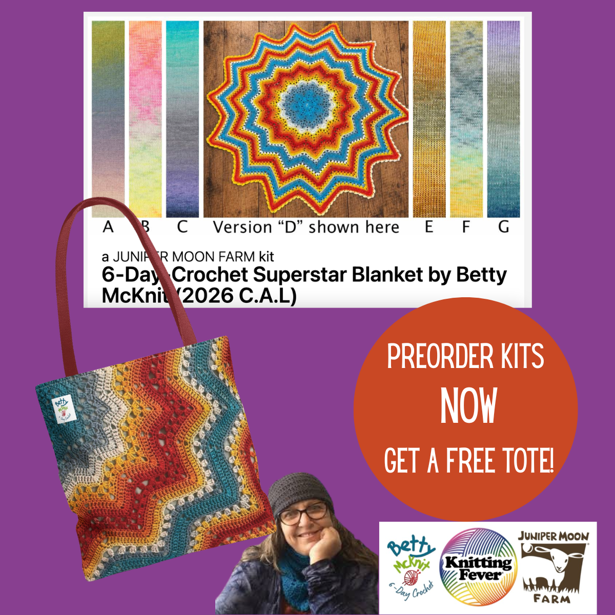 Betty McKnit CAL Full Kit and Tote Bag